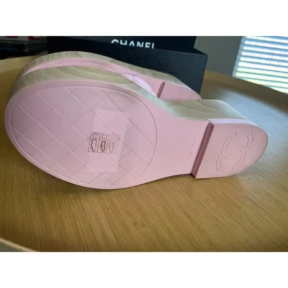Chanel | Pink Quilted Lambskin Leather Platform Sole CC Logo Size EU 38 - Picture 10 of 10